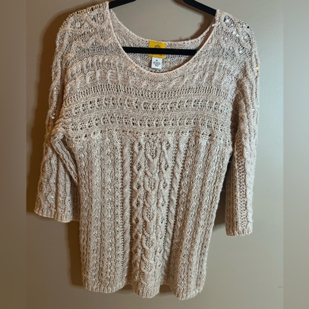 Ruby Rd Soft Pink Metallic Sweater-Has definite wear but still beautiful-size xl